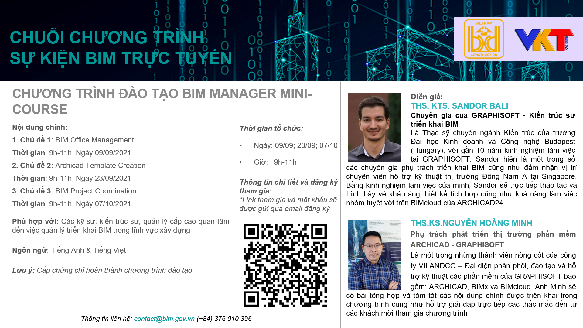 CHƯƠNG TRÌNH ĐÀO TẠO BIM MANAGER MINI-COURSE (09/09 - 23/09 - 07/10 ...